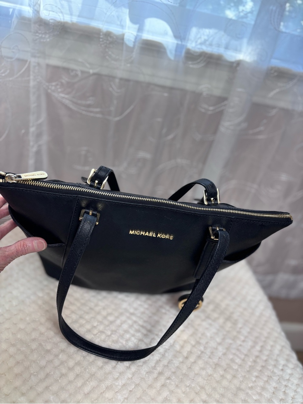 Michael Kors Black Saffiano Leather Tote with Gold Hardware - Picture 9 of 14